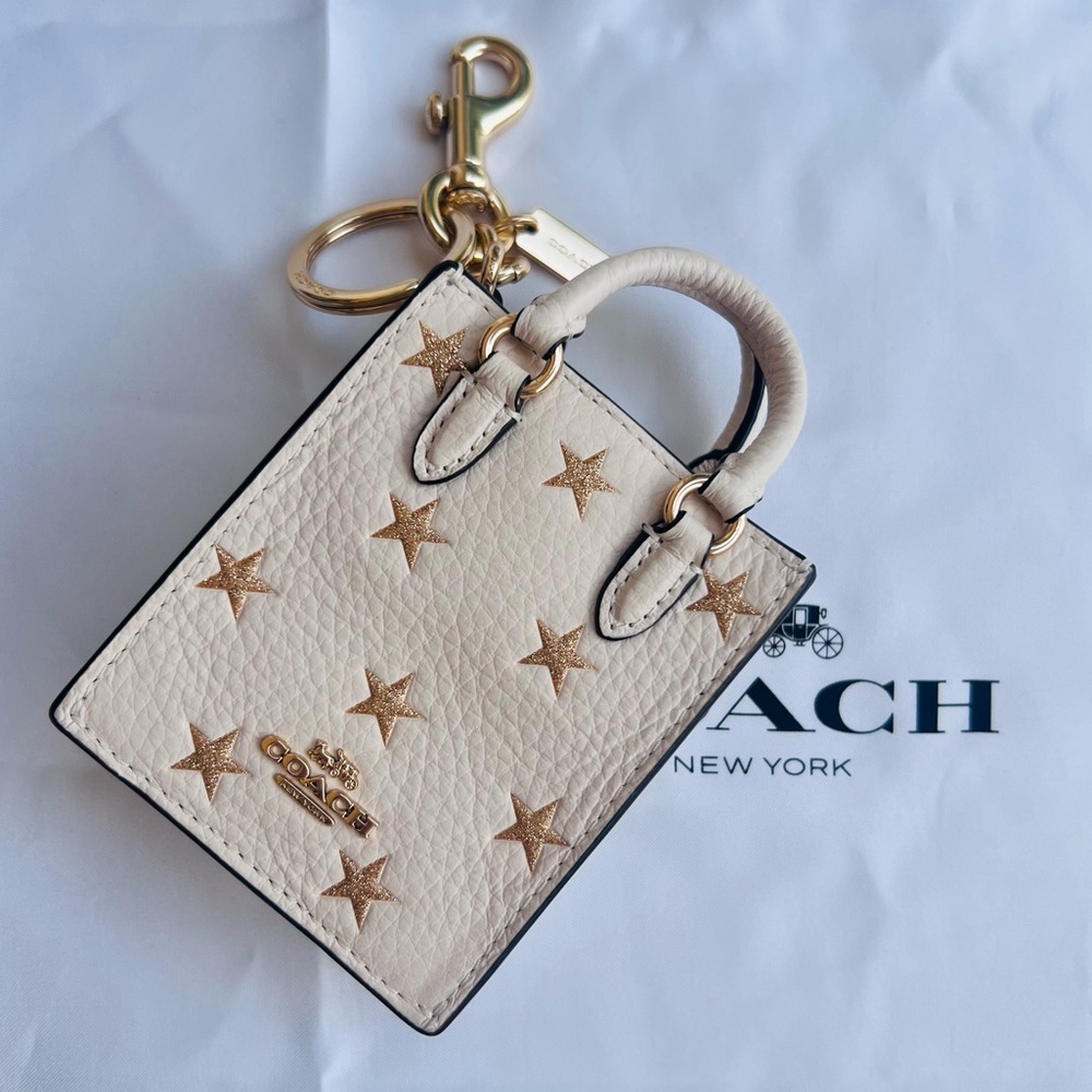 Coach Coach North/South Mini Tote Bag Charm With Star Print